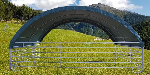 Mobiler Unterstand mit Dacheindeckung Standard inkl. Sturmsicherung 6m x 4m H 3,85m