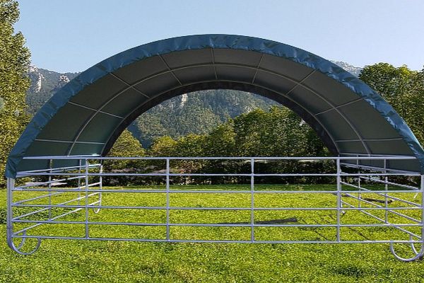Mobiler Unterstand mit Dacheindeckung Standard inkl. Sturmsicherung 4m x 4m H 3,57m