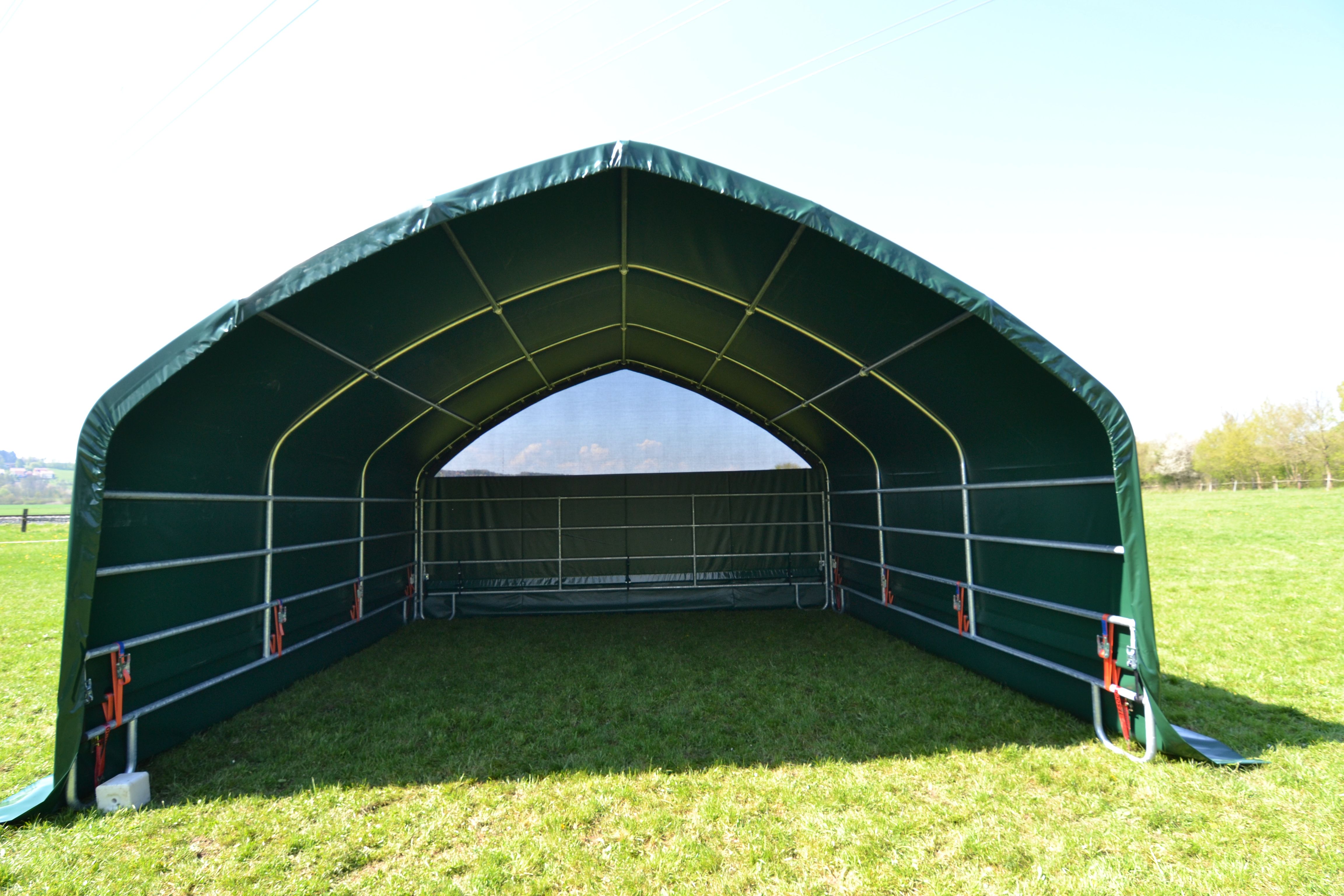 Lagerzelt/Weidezelt mit PVC Dacheindeckung, Vollversion 6m x 8m x 3,85m