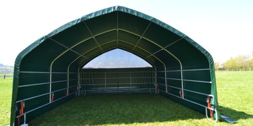 Unterstand/Weidezelt mit PVC Dacheindeckung, Vollversion 6m x 8m x 3,85m