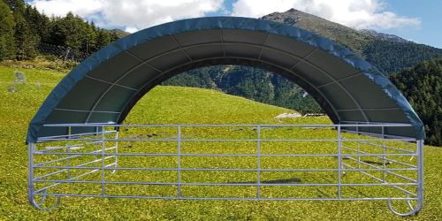 Mobiler Unterstand mit Dacheindeckung Standard inkl. Sturmsicherung 4m x 6m H 3,57m
